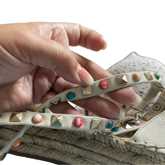 Marc Fisher Vajen Studded Ankle Strap Espadrilles Platform Sandals - Picture 10 of 11